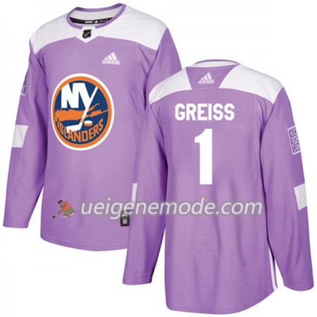 Herren Eishockey New York Islanders Trikot Thomas Greiss 1 Adidas 2017-2018 Lila Fights Cancer Practice Authentic